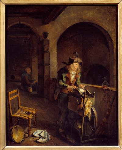 小さなグラインダージャン・ミシェル・グロボン（1770-1853）による絵画、1794年リヨン、美術館 作： Jean Michel Grobon