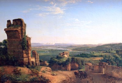 セントジュストの斜面に見られるローマの水道橋、c1790-1853 作： Jean Michel Grobon
