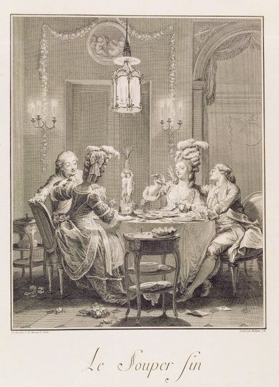ISヘルマン（1743-1809）によって彫刻された1781年の素晴らしい晩餐 作： Jean Michel the Younger Moreau