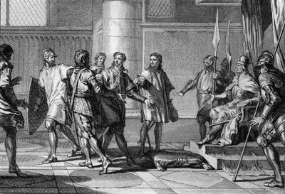 ロタイア王の弟シャルル（953-991）は、神聖ローマ帝国皇帝オットン（Othon）2世（955 - 983）に貢ぎ物をする。後者は下ロレーヌ（下ロタリンジア）の公爵を創設し、シャルルを下ロタリンジアの公爵に任命した（977年）。エングレーヴィング 作： Jean Michel the Younger Moreau