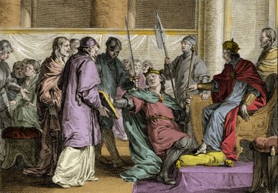 ブルターニュ王エリスポエ（857年没）（Herispogius - Hervspogius - Respogius）は、851年、バルド公シャルル2世（823年～877年）の手から王国の装飾品を受け取った。ジャン・ミッシェル・モロー（モロー・ル・ジュン）（1741-1814）によるエングレーヴィング 作： Jean Michel the Younger Moreau
