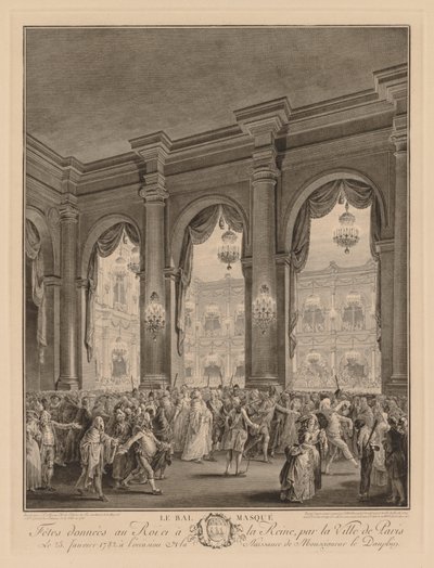 1782年1月23日、市庁舎で贈られた仮面舞踏会。 作： Jean Michel the Younger Moreau