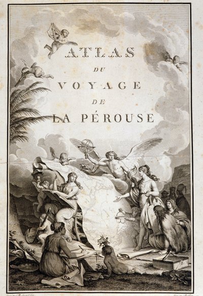 Atlas du voyage de La Perouse"(Jean-Francois Galaup, Comte de La Perouse (Jean Francois Laperouse))のタイトルページ。 作： Jean Michel the Younger Moreau