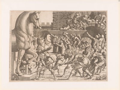 トロイの木馬の持ち込み トロイア戦争の歴史（シリーズタイトル） 作： Jean Mignon (attributed to)