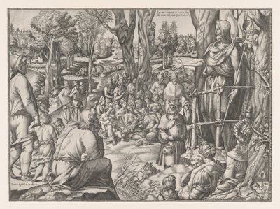 砂漠で説教する聖ヨハネ、1535-55年。 作： Jean Mignon
