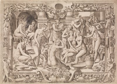 女性の入浴、1535-55年 作： Jean Mignon