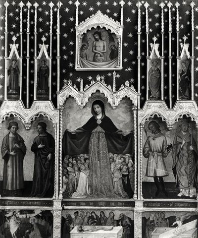 Virgin of Mercy、c.1429（詳細167594も参照）（パネル上のテンペラ） 作： Jean Mirailhet