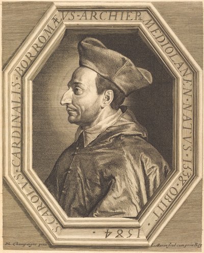 セント・チャールズ、ボッロメオ枢機卿 作： Jean Morin after Philippe de Champaigne