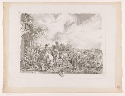 旅館前の旅人 レ ボヘミアン Philips Wouwermanによる絵画の後の版画（シリーズタイトル） Works of Ph.pe Wouwermans Hollandois (シリーズタイトル) 作： Jean Moyreau