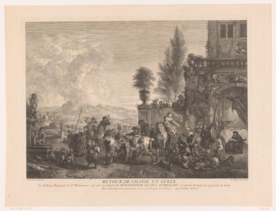 帰還狩り隊 Return de chasse et curée (オブジェクトのタイトル) Philips Wouwermanによる絵画の後の版画（シリーズタイトル） Works of Ph.pe Wouwermans Hollandois (シリーズタイトル) 作： Jean Moyreau