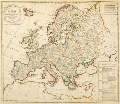 帝国と王国に分割されたヨーロッパの地図、J. Palairet 作、D