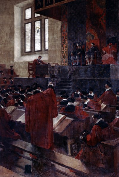 1559年、1893年6月10日、パリ議会でのアンデュブールとアンリ2世 作： Jean Paul Laurens