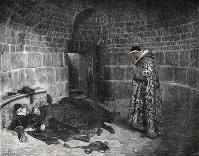 教皇ウルバン6世の復讐（1318年〜1389年） - 教皇ウルバン6世の復讐（自分の枢機卿を拷問して失踪させる） - ローレンスによるエングレーヴィング - 。 作： Jean Paul Laurens
