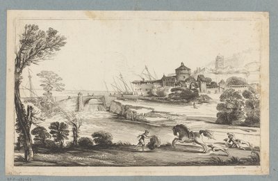 倒れた騎手のいる風景 ヤーバッハ キャビネットの版画と図面 (シリーズ タイトル) 作： Jean Pesne