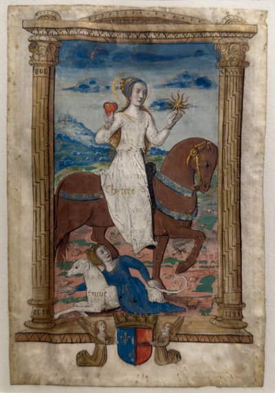 慈愛と羨望レ・ロンドー・デ・ヴェルテュス 1515年以降 （羊皮紙に描かれ、彩色されている） 作： ジャン・ピチョレ