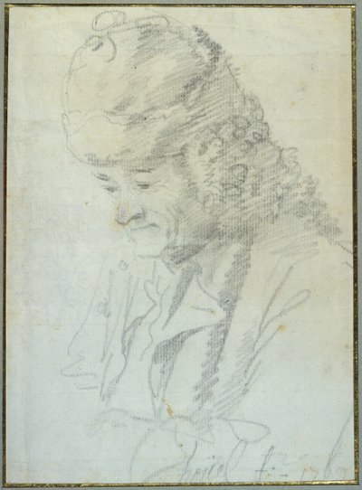 ヴォルテール（1694-1778）、1769年（紙にクレヨン） 作： Jean Pierre Houel