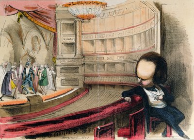 雑誌「ラカリカチュア」のビクターユーゴー（1802〜85年）と戯曲「レバーグレイブス」（1843）の風刺画「レブロスグレイブス」 作： Jean Pierre Moynet