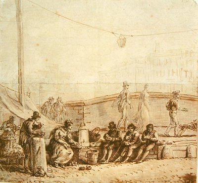 ポンヌフのコーヒー売り手、1819 作： Jean Pierre Norblin de La Gourdaine