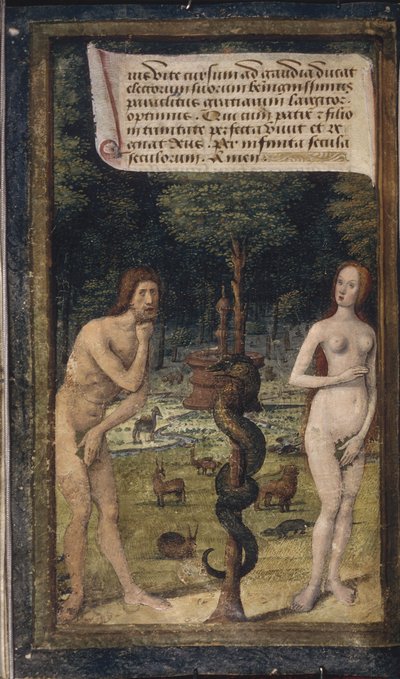 Bastard Lettersのアダムとイブ、1490～1510年頃 作： Jean Poyet