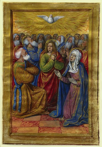 時間の本からのミニチュア: 聖霊降臨祭、c。 1500。 作： Jean Poyet