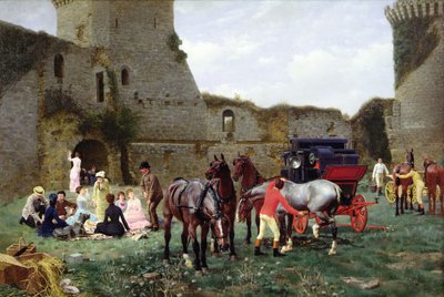 フナウダイの遺跡で昼食 作： Jean Richard Goubie