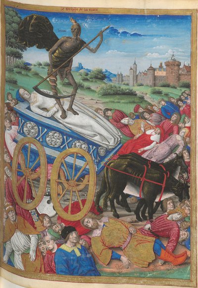死の勝利：ローラの死。 ペトラルク、Les Triomphes、1500-1505 のミニチュア。 作： Jean Serpin
