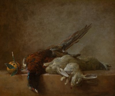 ゲームのある静物、おそらく1750年代。 作： Jean Baptiste Simeon Chardin