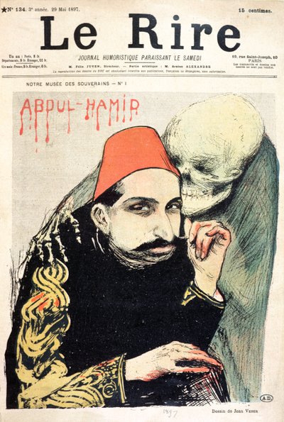 1897年5月29日「ルリール」からのアブドアルハミドII（1842-1918）の風刺画 作： Jean Veber
