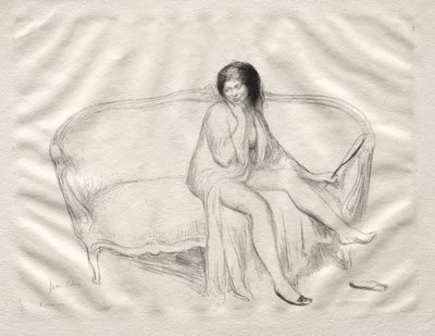 ソファに座っている裸の女性。 作： Jean Veber