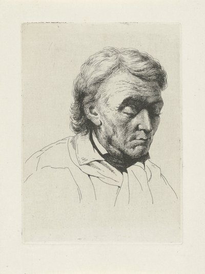 目を閉じた老人の肖像画 作： Jean Zacherie Mazel