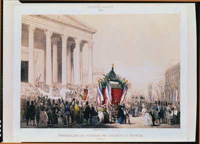 1848年3月4日、ラマドレーヌ教会での1848年2月の暴動の犠牲者の葬式 作： Jean and Raunheim, Hermann Naissant