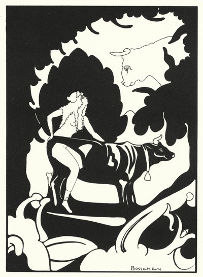 オヴィッドの愛の書：牛のイメージに惑わされて（カラーリトグラフ） 作： Jean de Bosschere