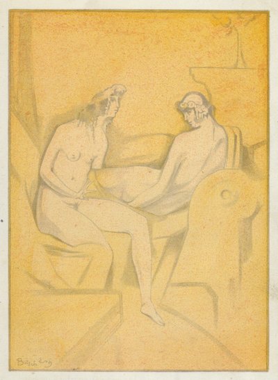 オウィッドの愛の書：私の愛人は煽動しないことを厭う（カラーリトグラフ） 作： Jean de Bosschere