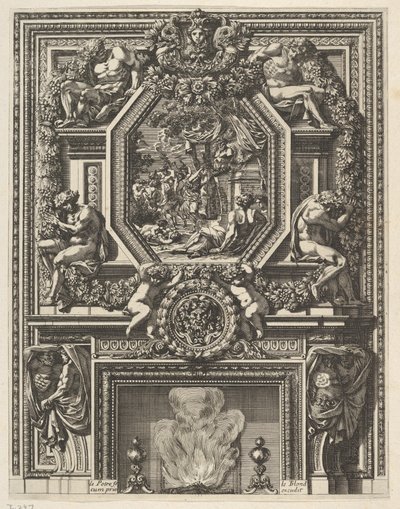 Grandes Cheminée」より「マントの上にバッカンを乗せた煙突」1644-66年頃 作： Jean le Pautre