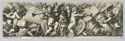 フリーズ: Trophies of Arms and Putti 作： Jean le Pautre