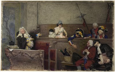 ピエロの試練（水彩とガッシュ、グラファイトの上、クリームボード） 作： Jean or Jehan Georges Vibert