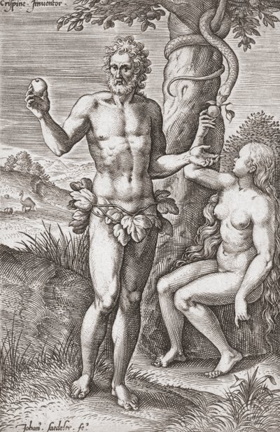 エデンの園のアダムとイブ(プリント） 作： Jean or Johann Sadeler