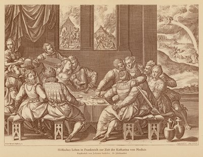 カトリーヌ・ド・メディシス時代のフランス宮廷生活（銅版画） 作： Jean or Johann Sadeler