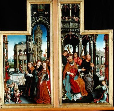 使徒と殉教者を描いた聖三位一体の栄光のポリプティック、1509-16 作： Jean the Elder Bellegambe