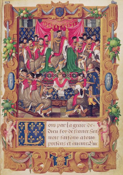 アンリ2世は、フランス騎士団サンミシェル勲章の章会を主宰します 作： Jean the Elder Cousin