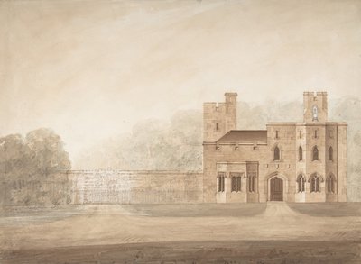 バークシャー州ウィンザー城のビショップスゲート・ロッジの設計図（1820-30年頃）。 作： Jeffry Wyatville
