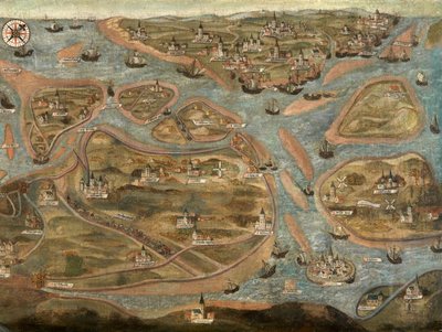 ズウィン地域の地図 (キャンバスに油彩) 作： Jehan de Hervy