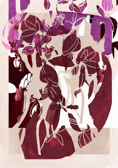 抽象的なマゼンタ色の花柄 作： 