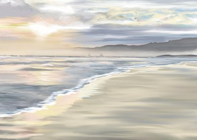 穏やかな海岸の夜明け 作： Jenna Alheit