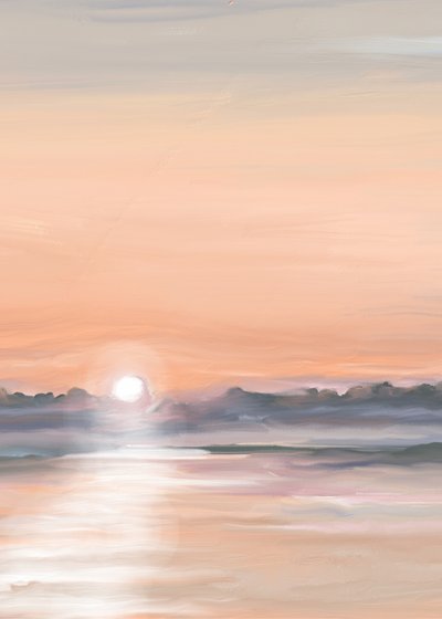 穏やかな夕日の水面に映る景色 作： Jenna Alheit