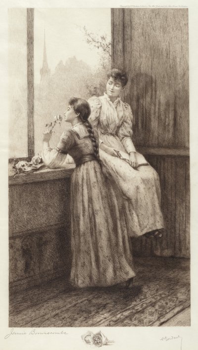 無題 (窓際の二人の少女) 作： Jennie Augusta Brownscombe