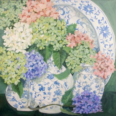 紫陽花、2018年（キャンバスにアクリル画） 作： Jennifer Abbott