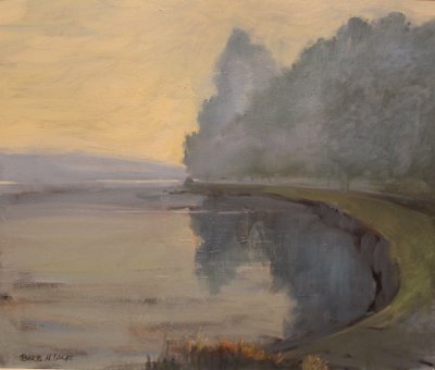 バットソンクリークサルコム、早朝、キャンバスに油彩、2016 作： Jennifer Wright