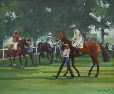 ウィンザー競馬場のパドック（油彩・キャンバス） 作： Jennifer Wright