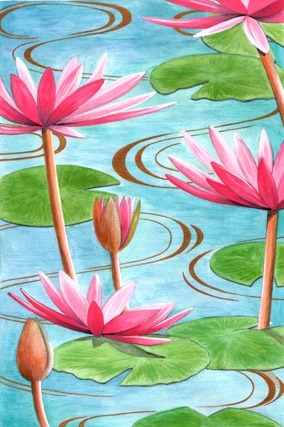 Lotus Flower、2008（紙にガッシュとクレヨン） 作： Jenny Barnard
